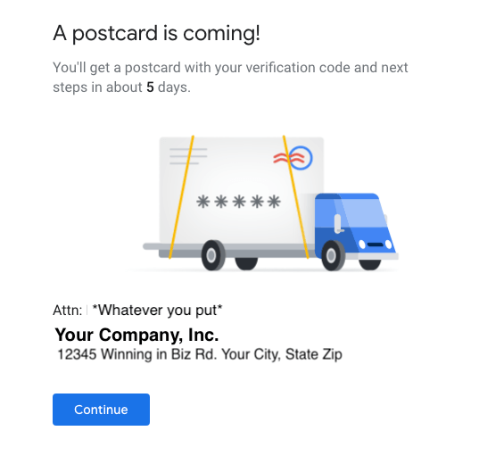 A Google My Business postcard is on the way!